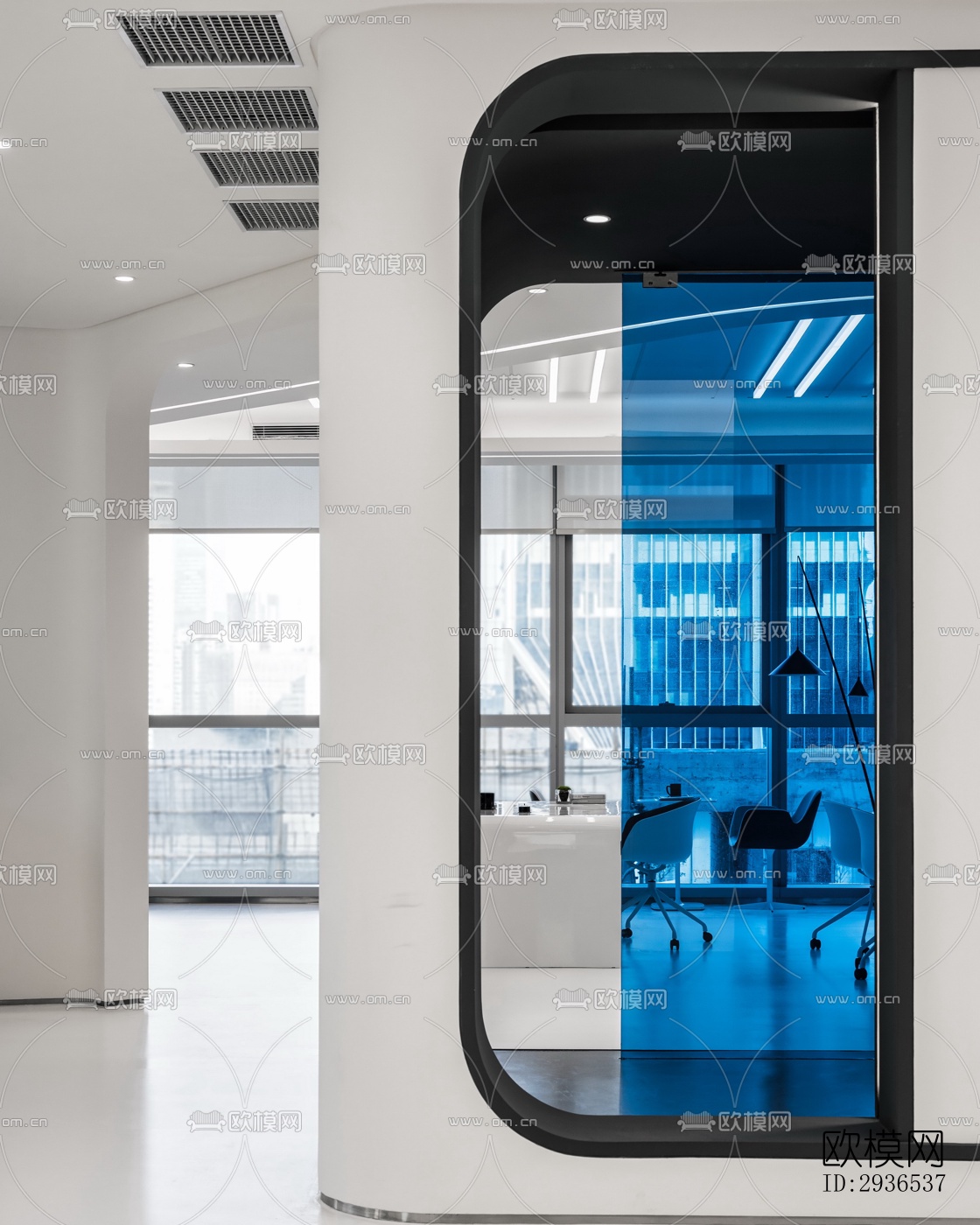 高级灰办公区效果图下载（渲染图16）