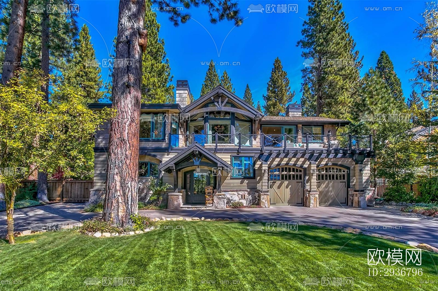 美式居住建筑效果图下载（渲染图8）