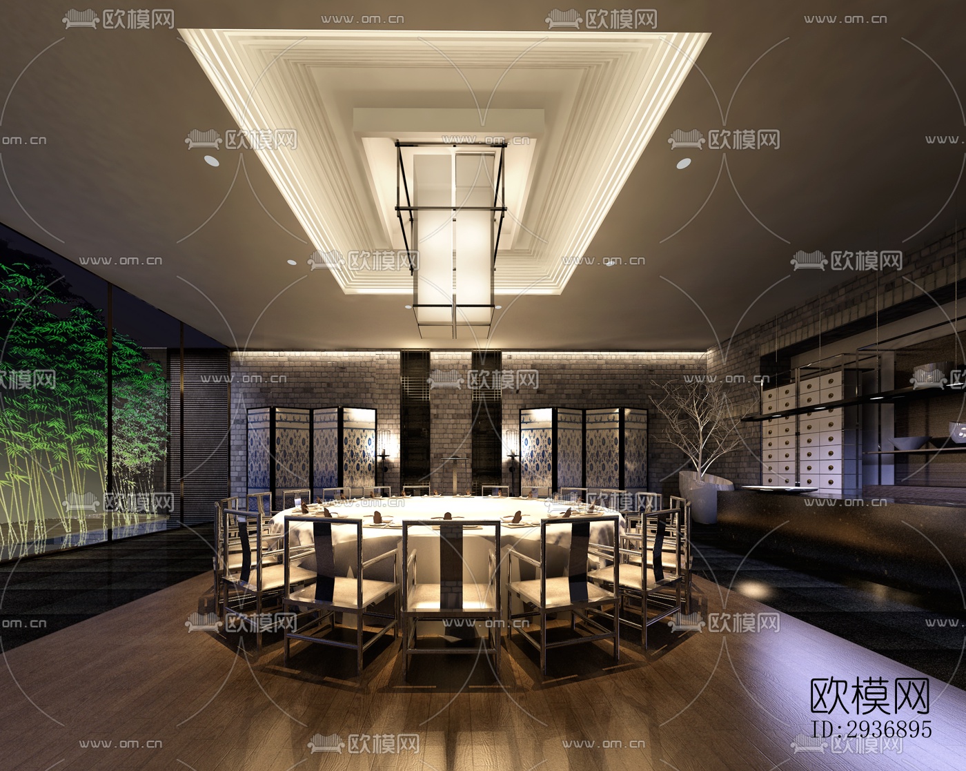 中式中餐厅效果图下载（渲染图12）