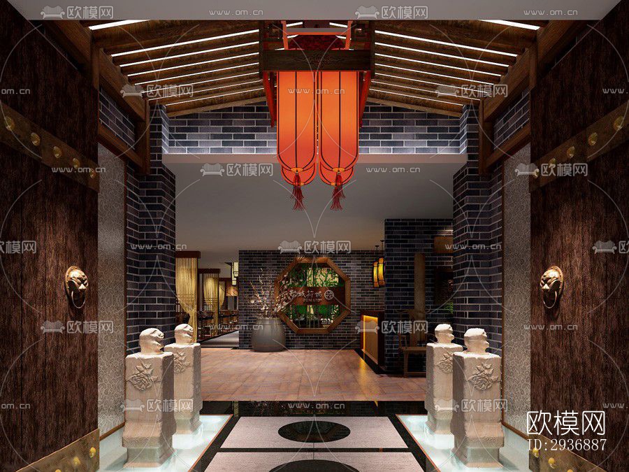 中式中餐厅效果图下载（渲染图1）