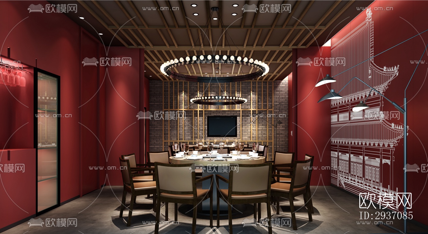 中式火锅烤肉效果图下载（渲染图5）