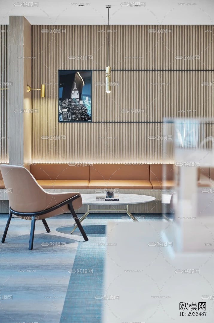 现代办公区效果图下载（渲染图3）