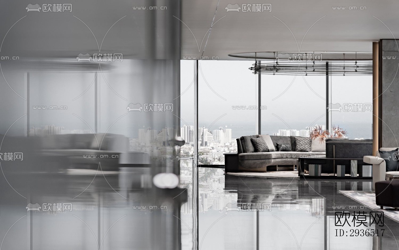 现代办公区效果图下载（渲染图6）