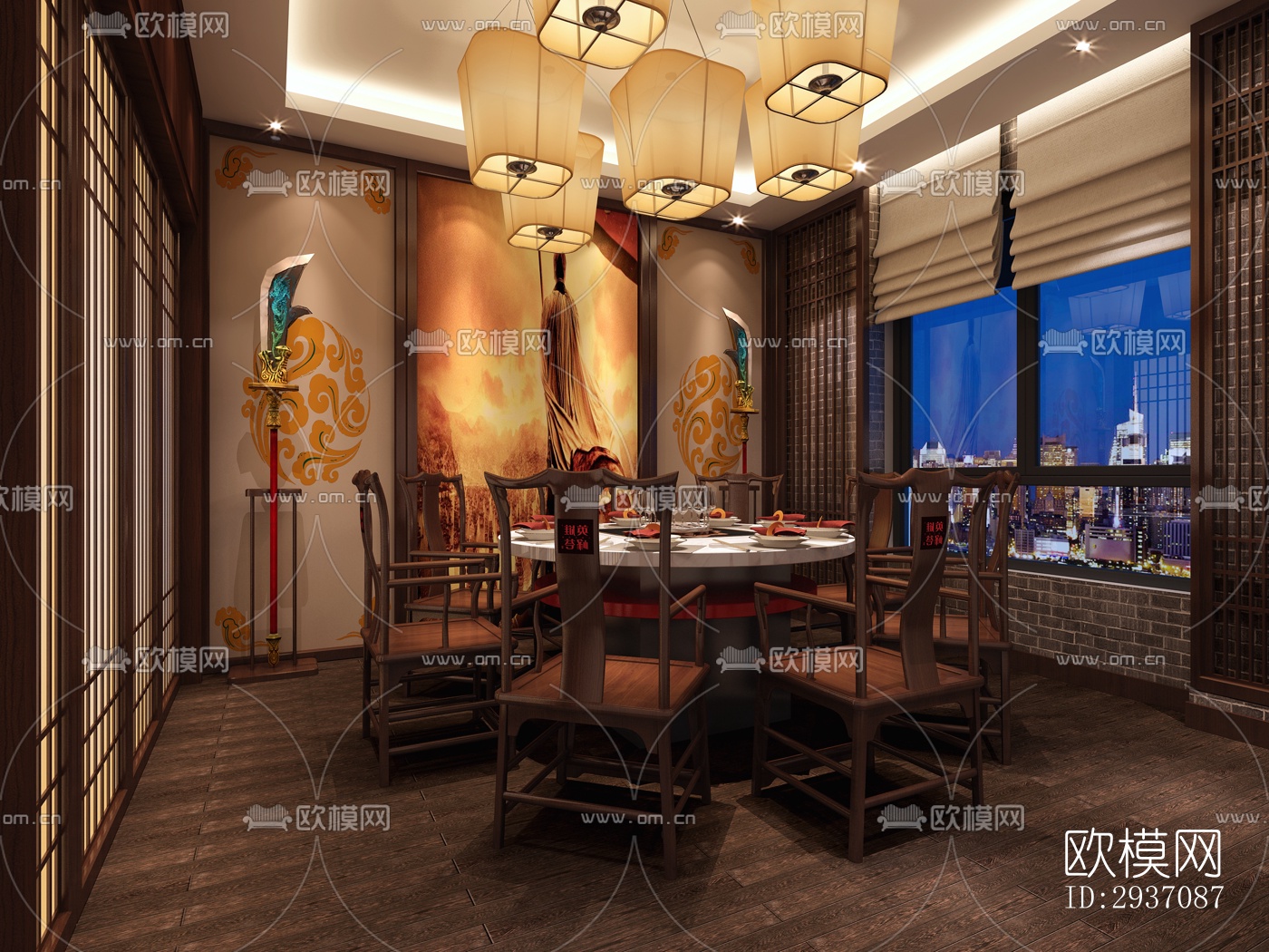 中式火锅烤肉效果图下载（渲染图3）