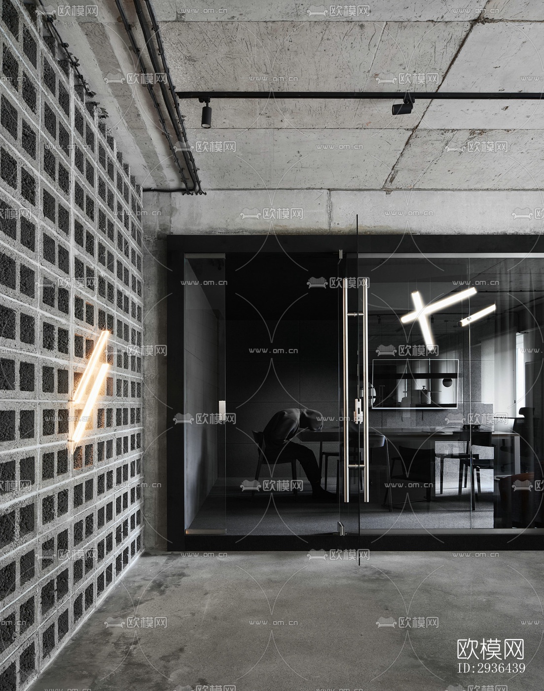 工业风办公区效果图下载（渲染图16）