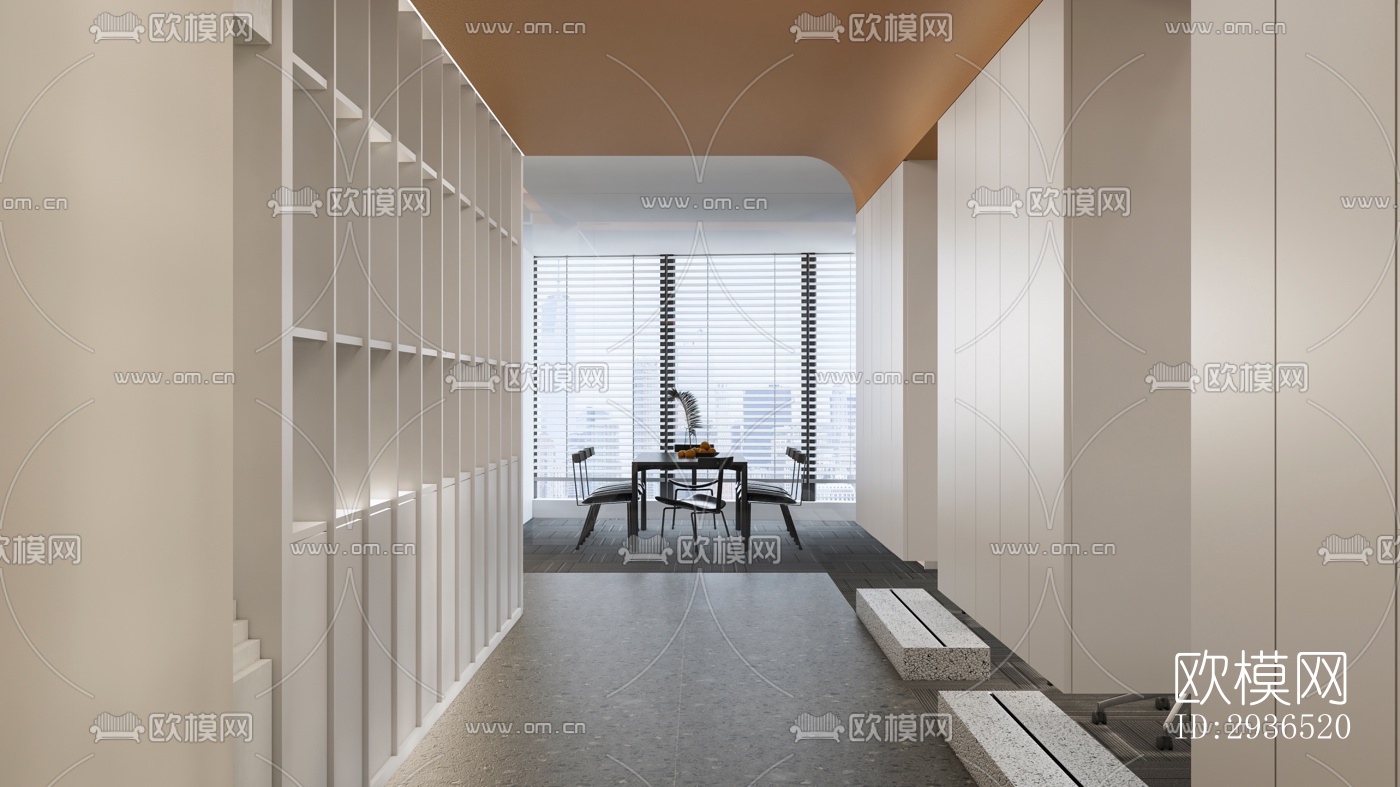 现代办公区效果图下载（渲染图3）