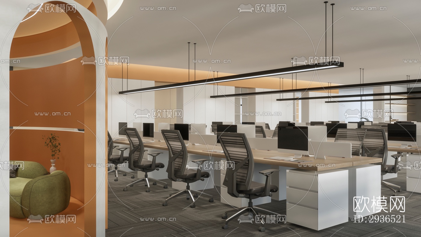 现代办公区效果图下载（渲染图14）