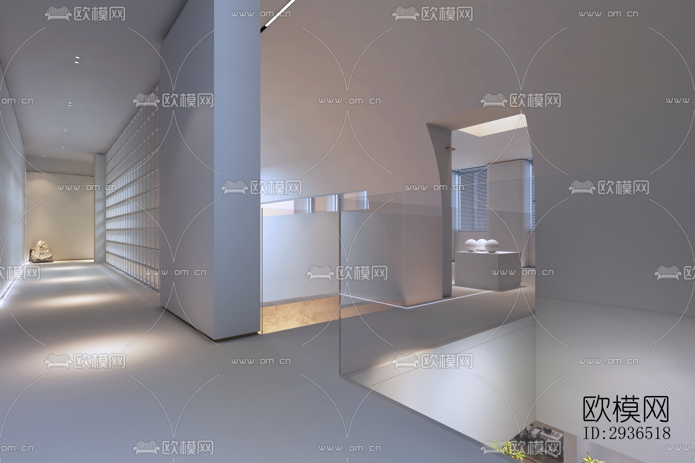 现代办公区效果图下载（渲染图7）