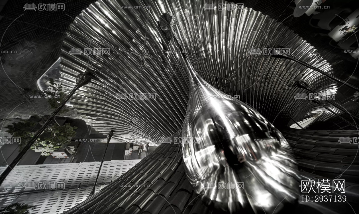 高级灰西餐厅效果图下载（渲染图15）