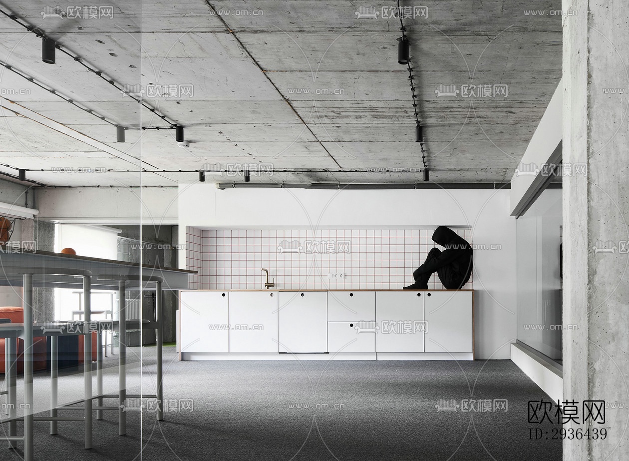 工业风办公区效果图下载（渲染图3）