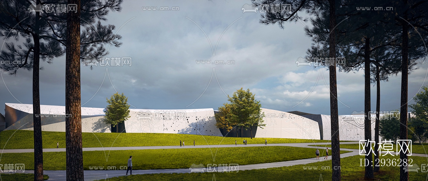 新中式美术博物馆效果图下载（渲染图16）