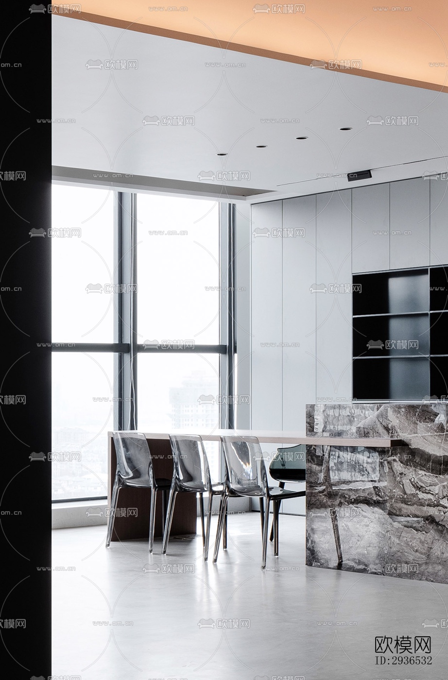高级灰办公区效果图下载（渲染图10）