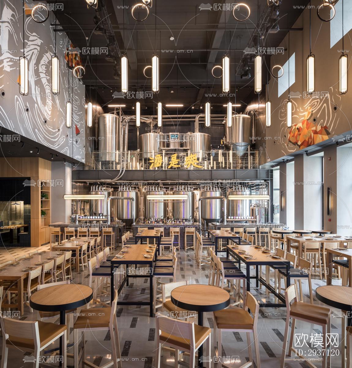 工业风西餐厅效果图下载（渲染图7）