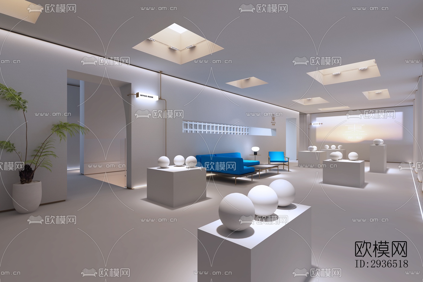 现代办公区效果图下载（渲染图9）