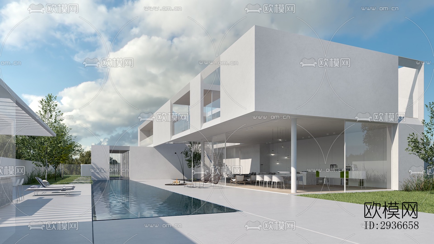 现代居住建筑效果图下载（渲染图18）