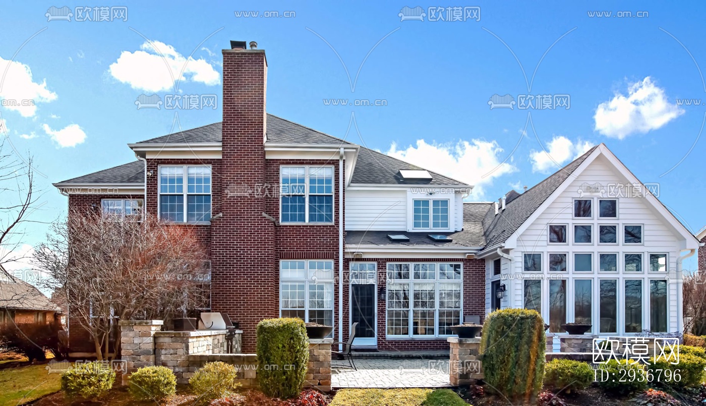 美式居住建筑效果图下载（渲染图6）