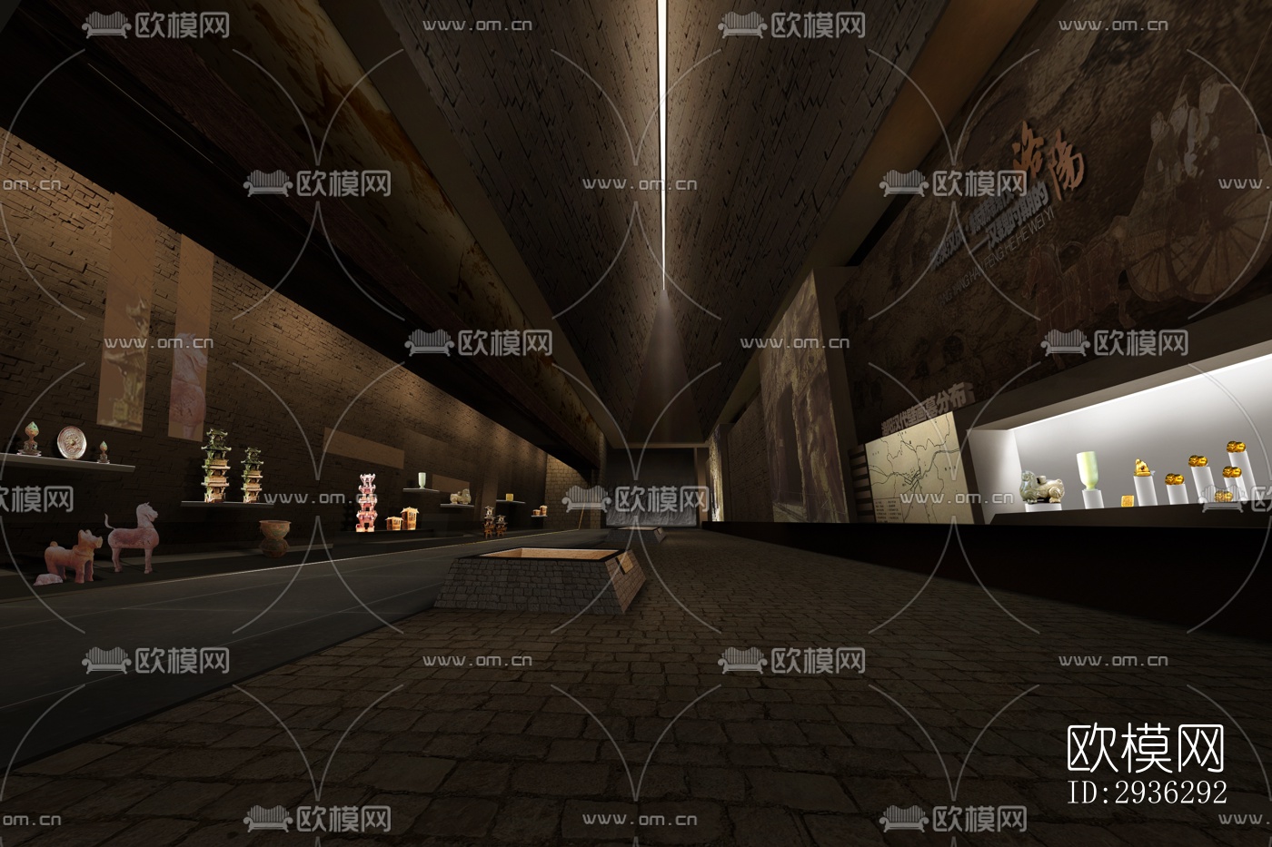 新中式美术博物馆效果图下载（渲染图16）