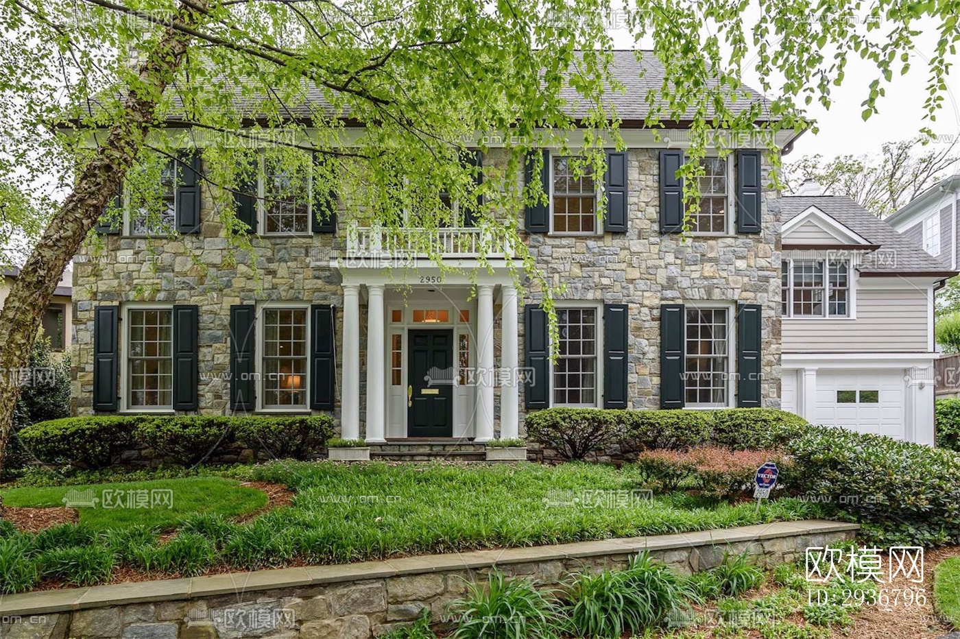 美式居住建筑效果图下载（渲染图10）