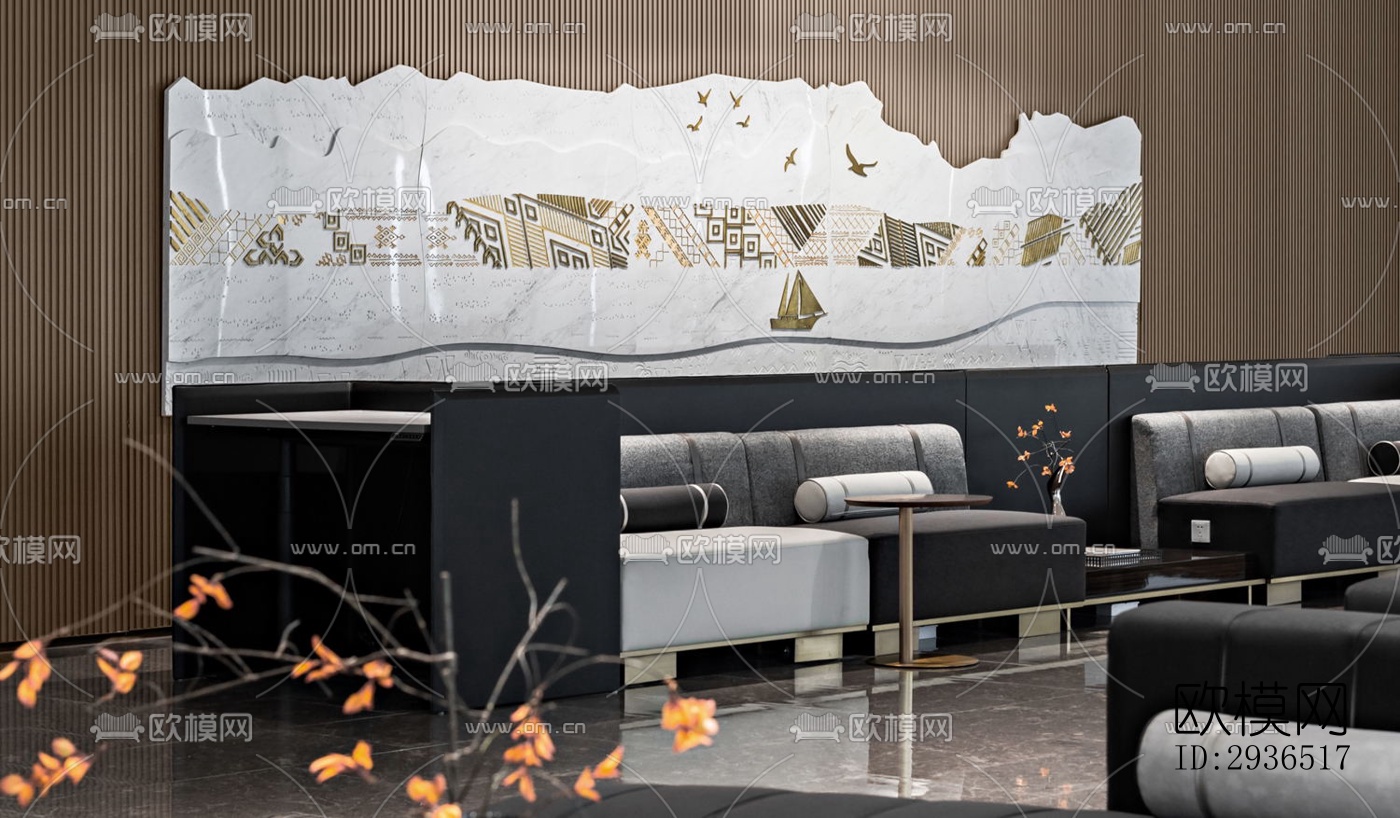 现代办公区效果图下载（渲染图3）