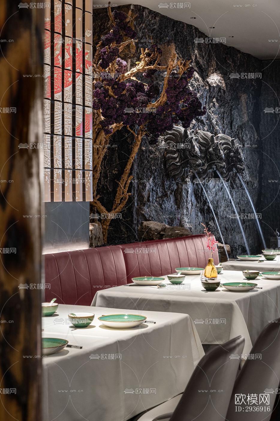 新中式中餐厅效果图下载（渲染图14）