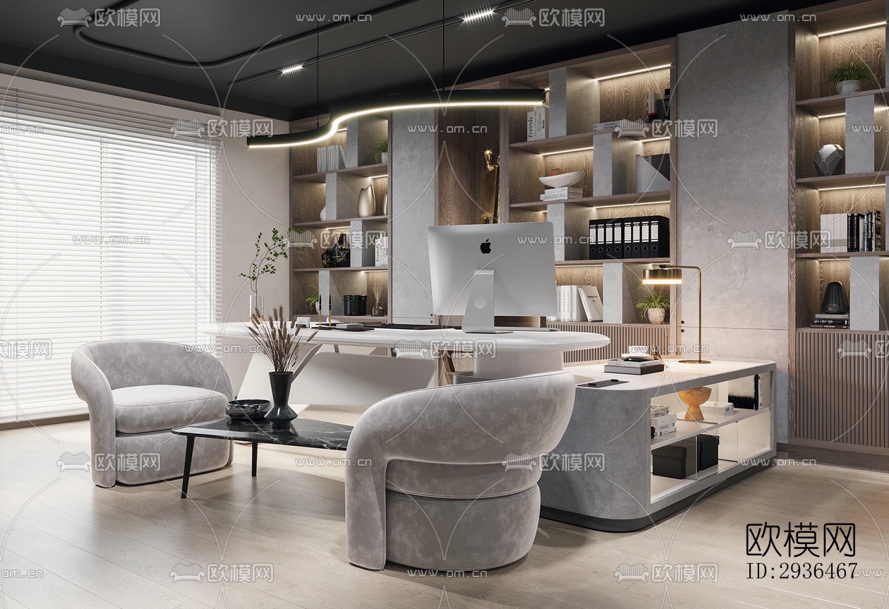 现代办公区效果图下载（渲染图13）