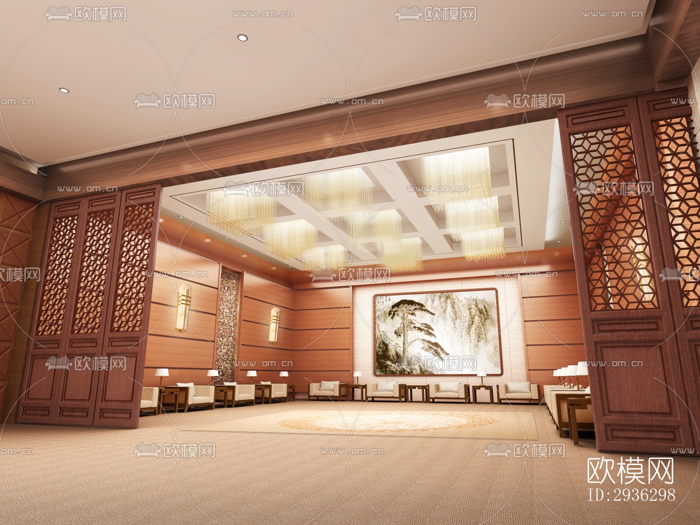 新中式美术博物馆效果图下载（渲染图2）