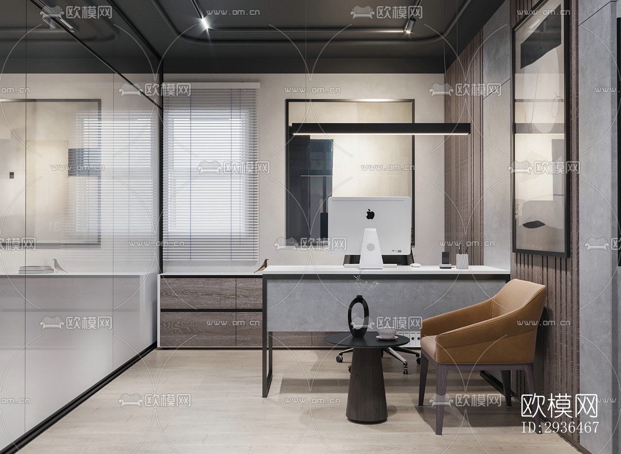 现代办公区效果图下载（渲染图7）