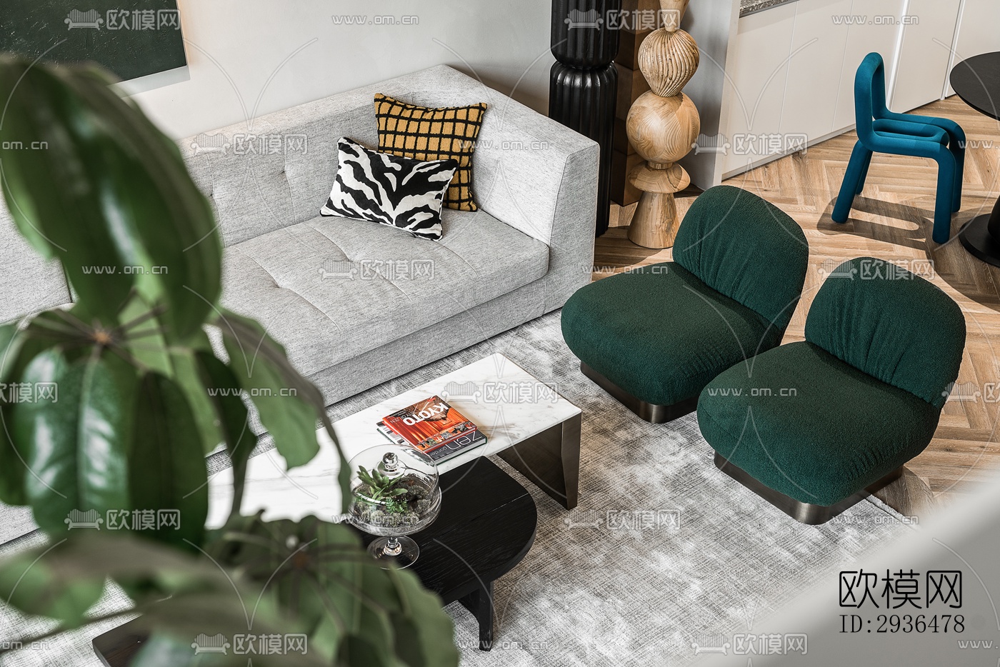 现代办公区效果图下载（渲染图10）