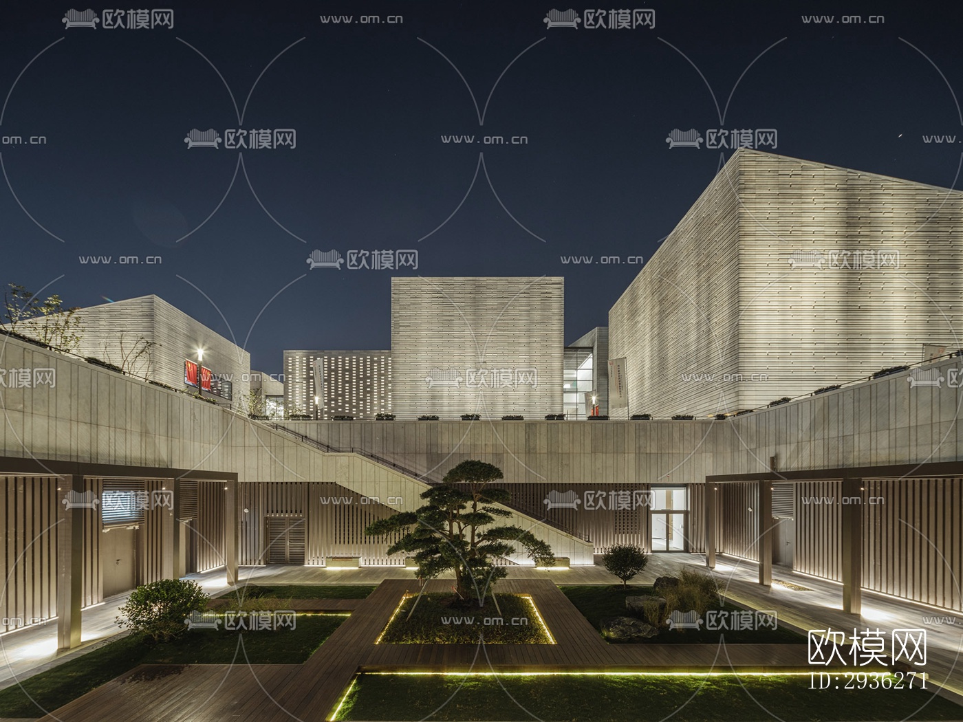 新中式美术博物馆效果图下载（渲染图19）