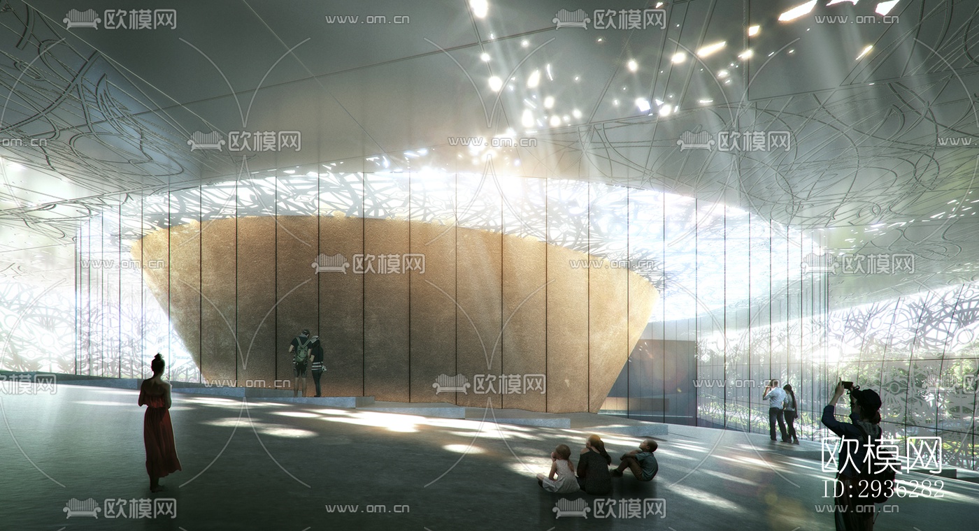 新中式美术博物馆效果图下载（渲染图4）