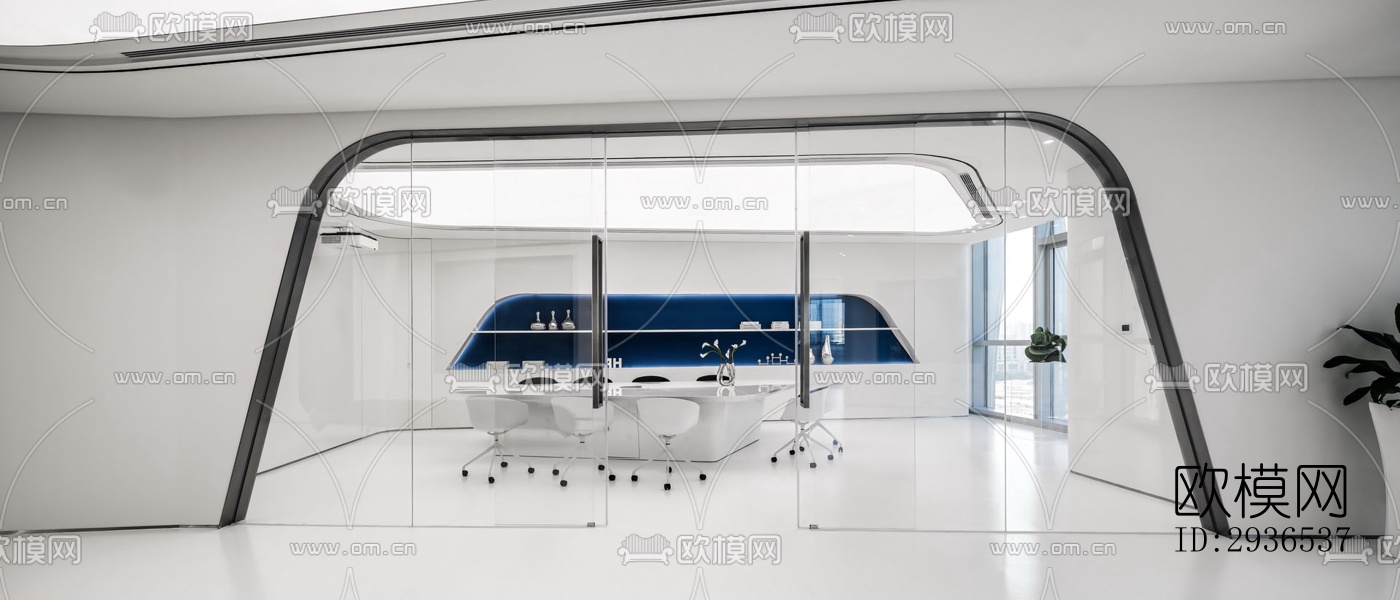 高级灰办公区效果图下载（渲染图11）