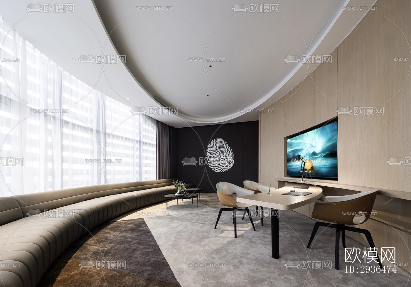 现代办公区效果图下载（渲染图7）