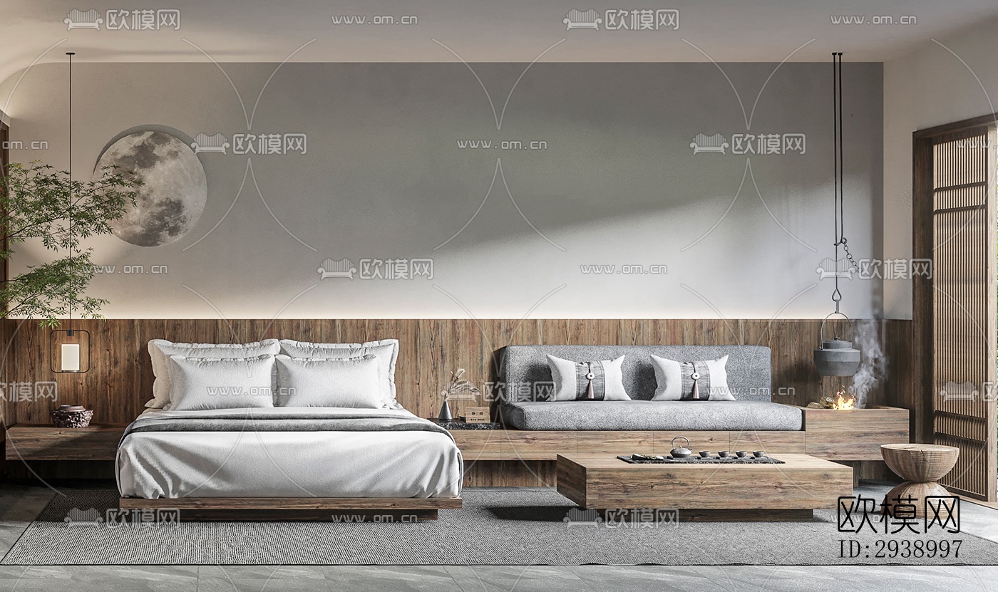 中式酒店民宿效果图下载（渲染图1）