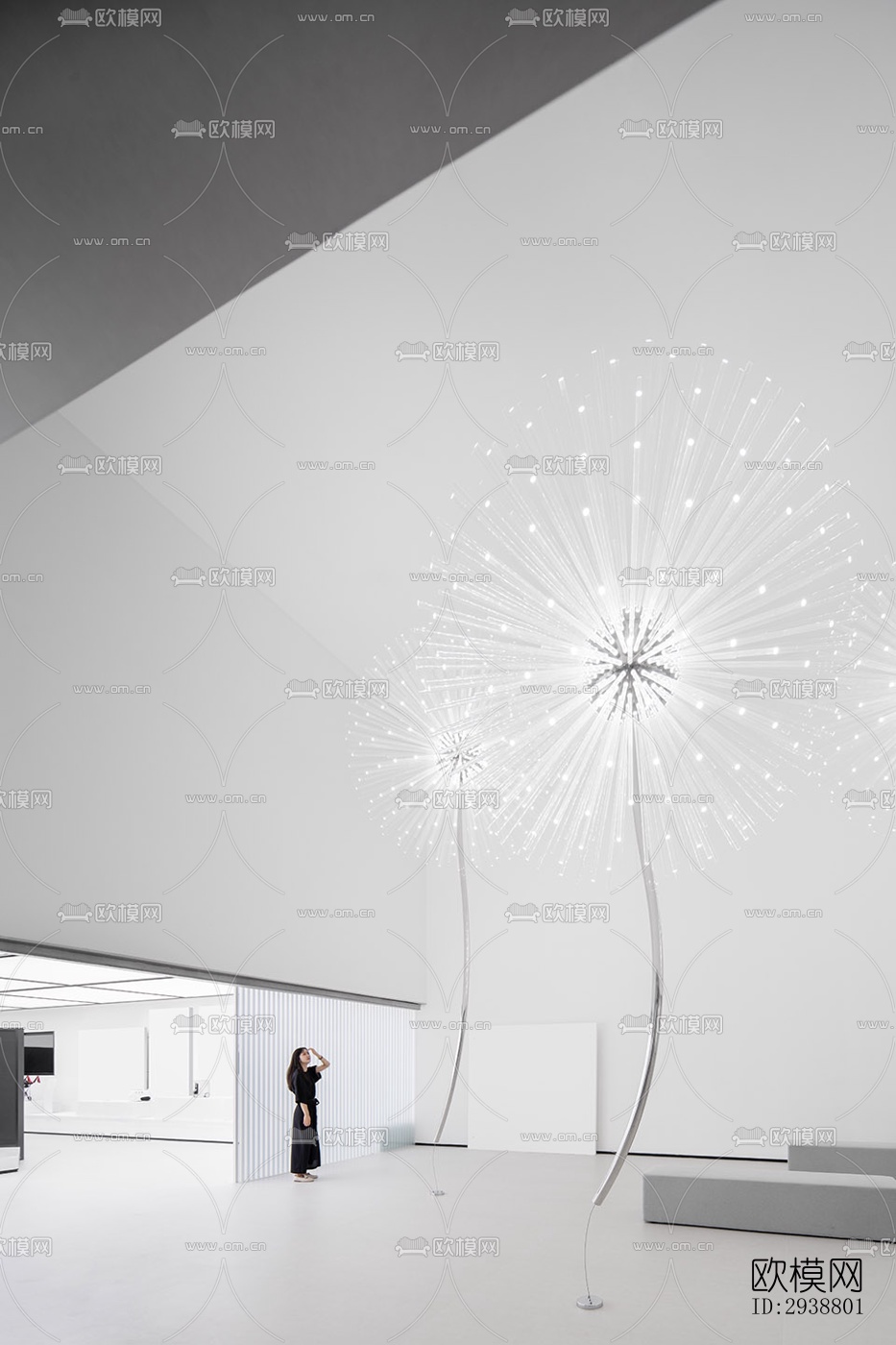 高级灰展览展厅效果图下载（渲染图14）