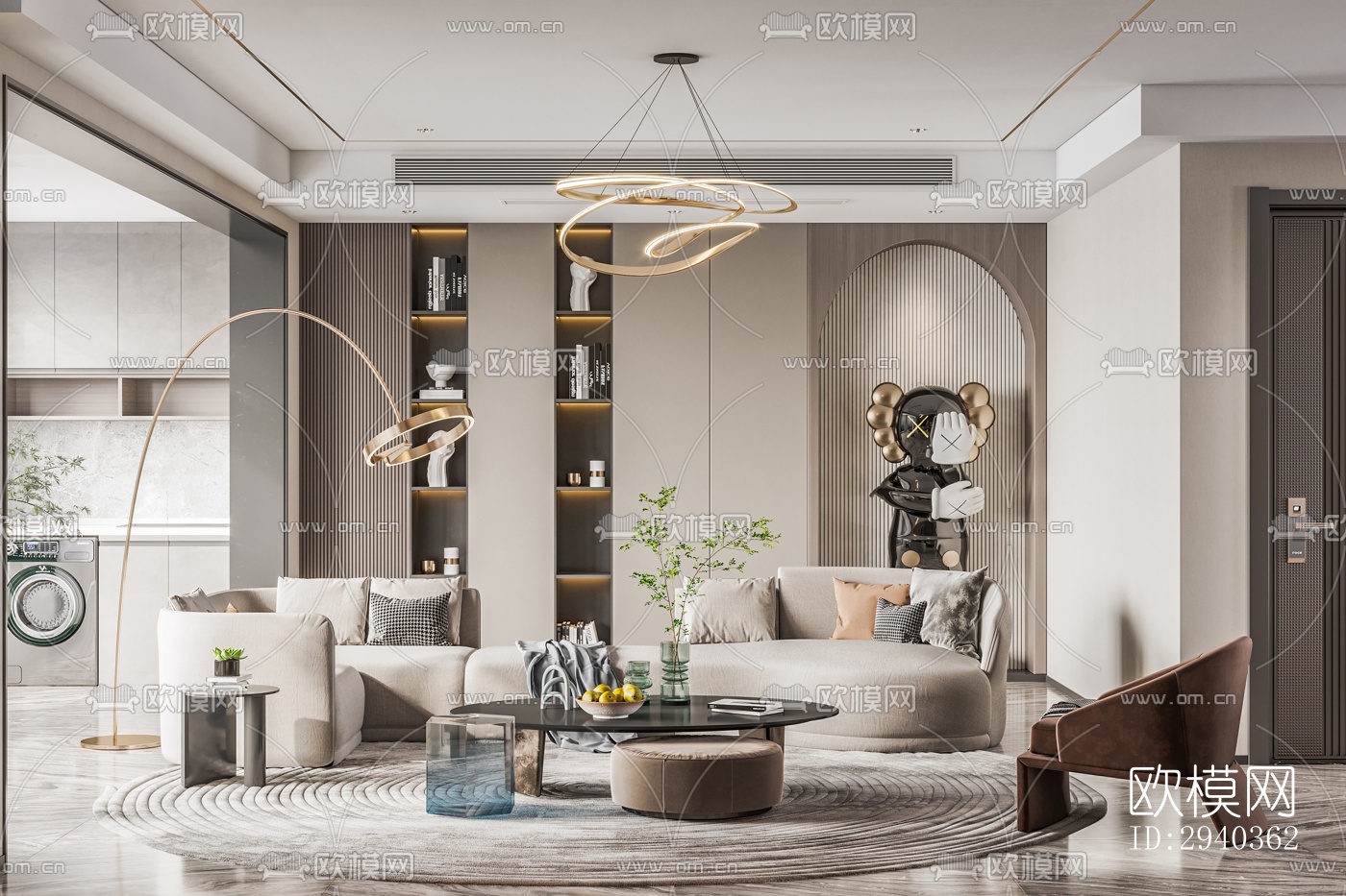 现代平层效果图下载（渲染图1）