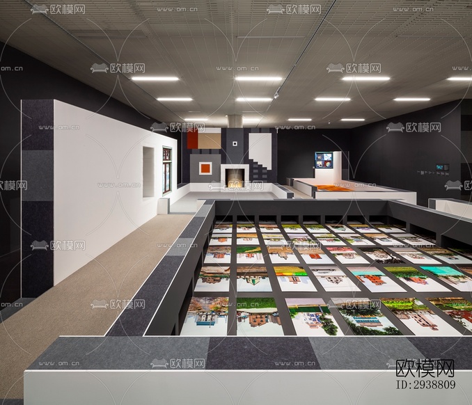 高级灰展览展厅效果图下载(渲染图16)