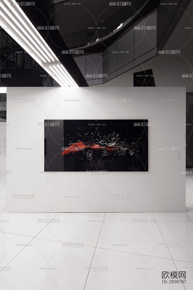 高级灰展览展厅效果图下载(渲染图2)