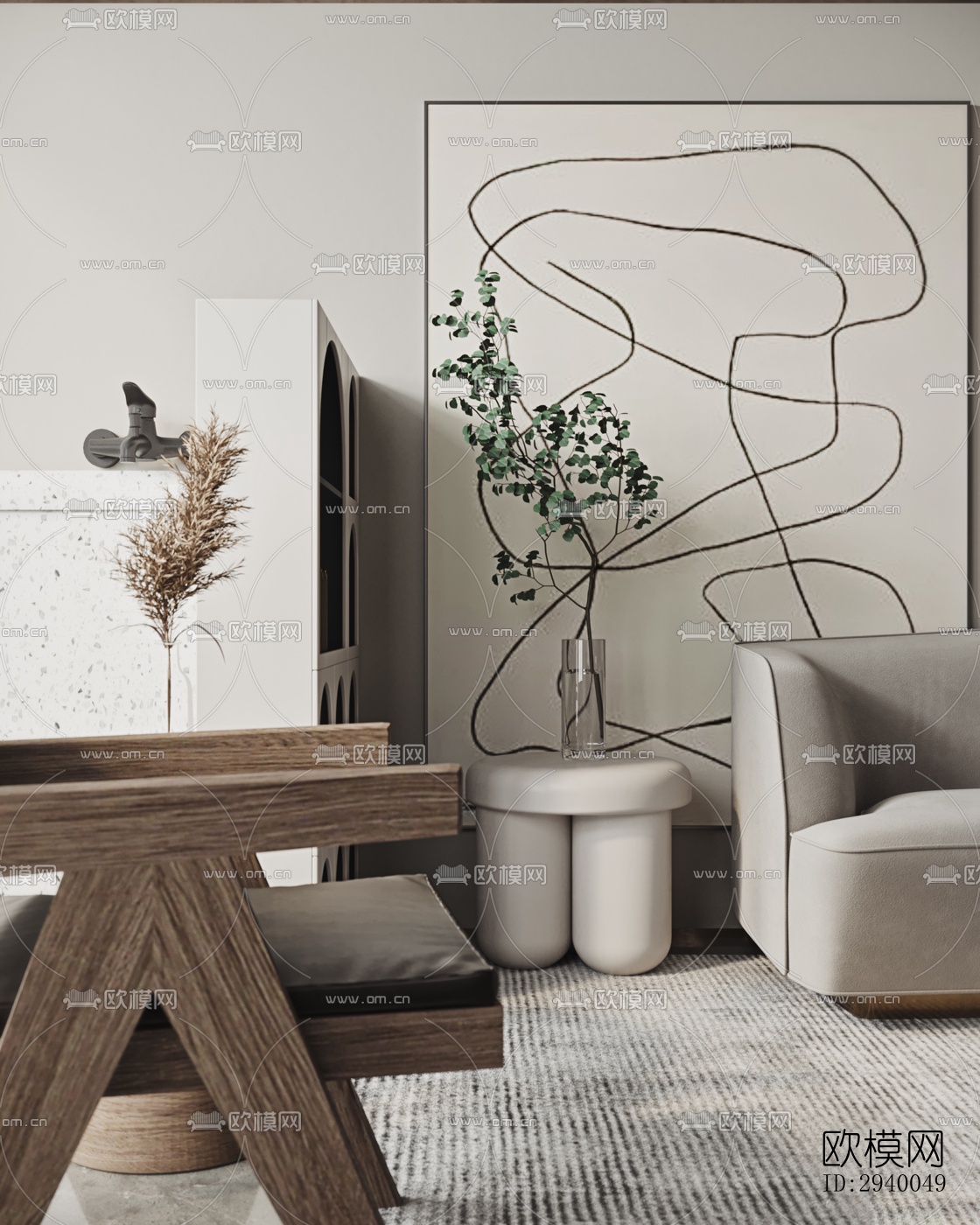 侘寂平层效果图下载（渲染图5）