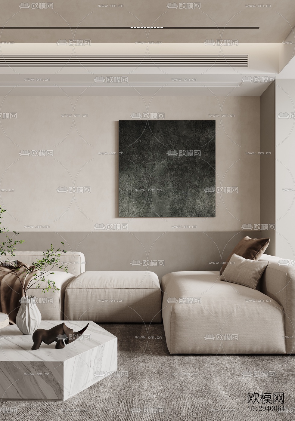 侘寂平层效果图下载（渲染图2）