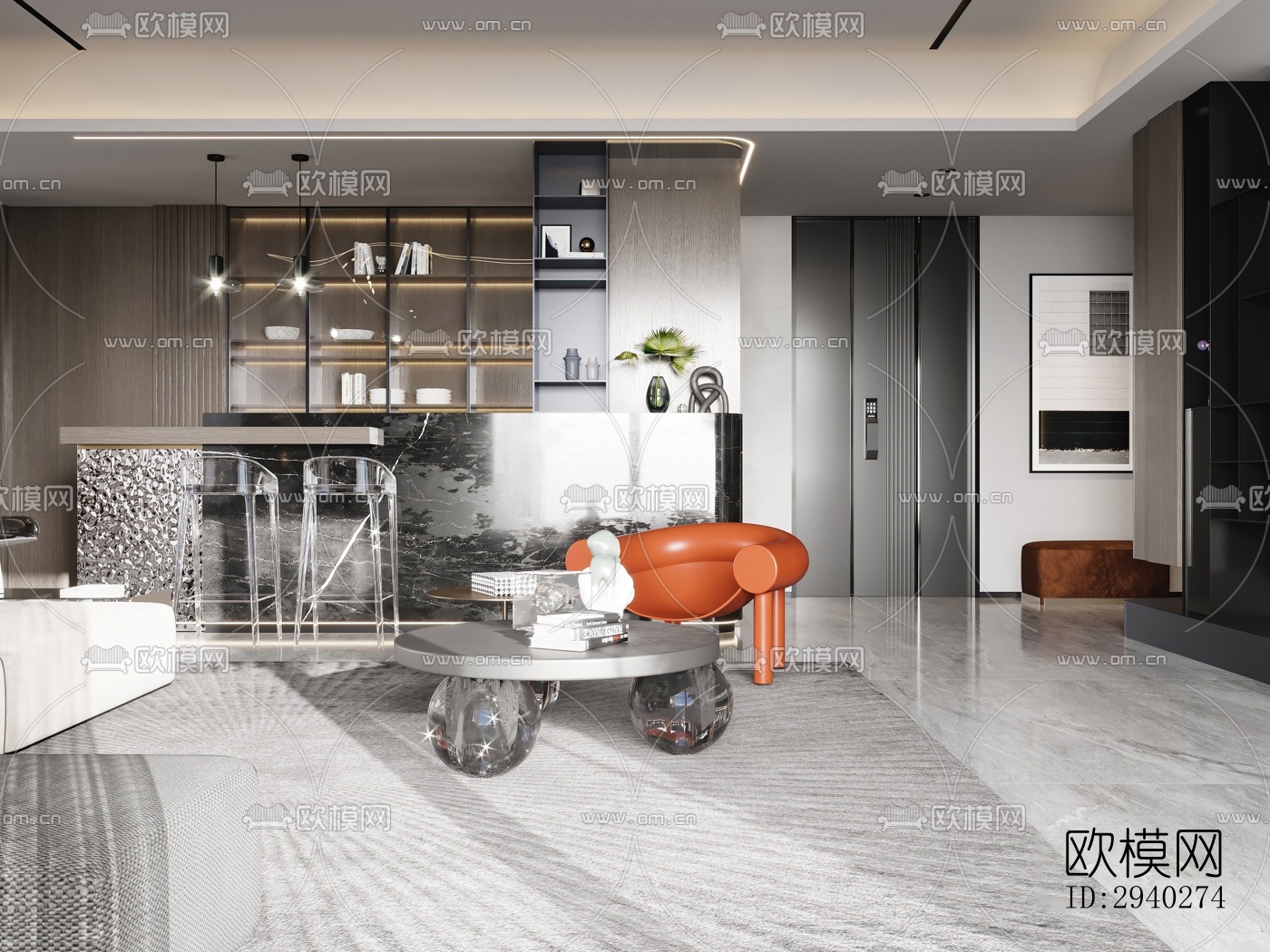 现代平层效果图下载（渲染图9）