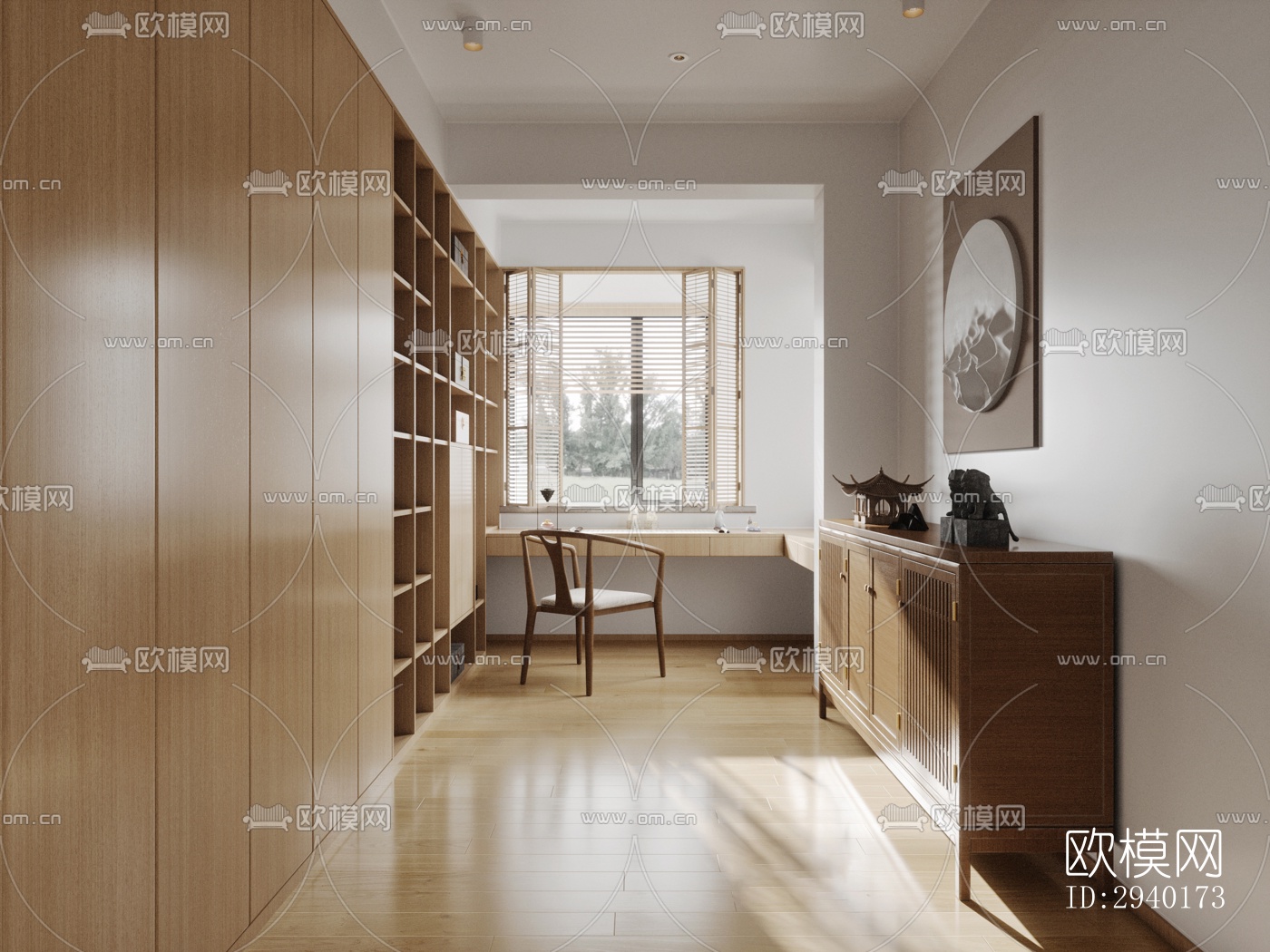 新中式平层效果图下载（渲染图18）