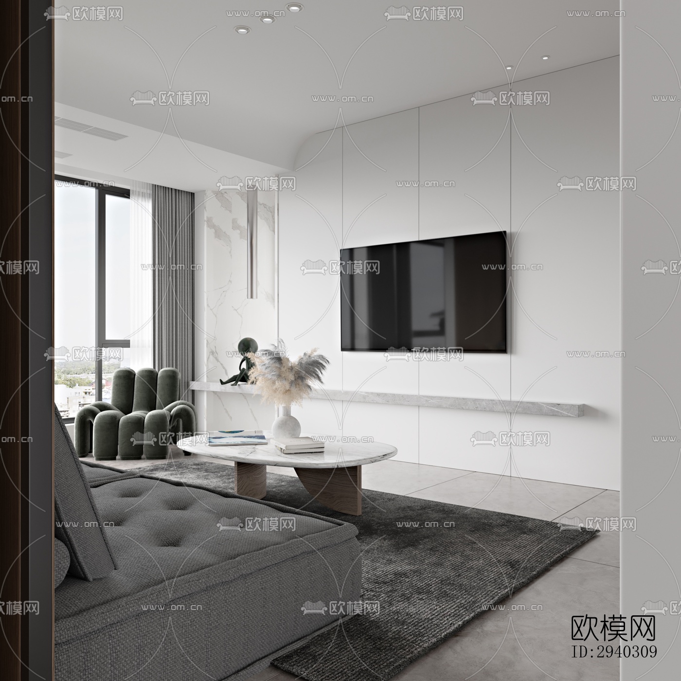 现代平层效果图下载（渲染图12）