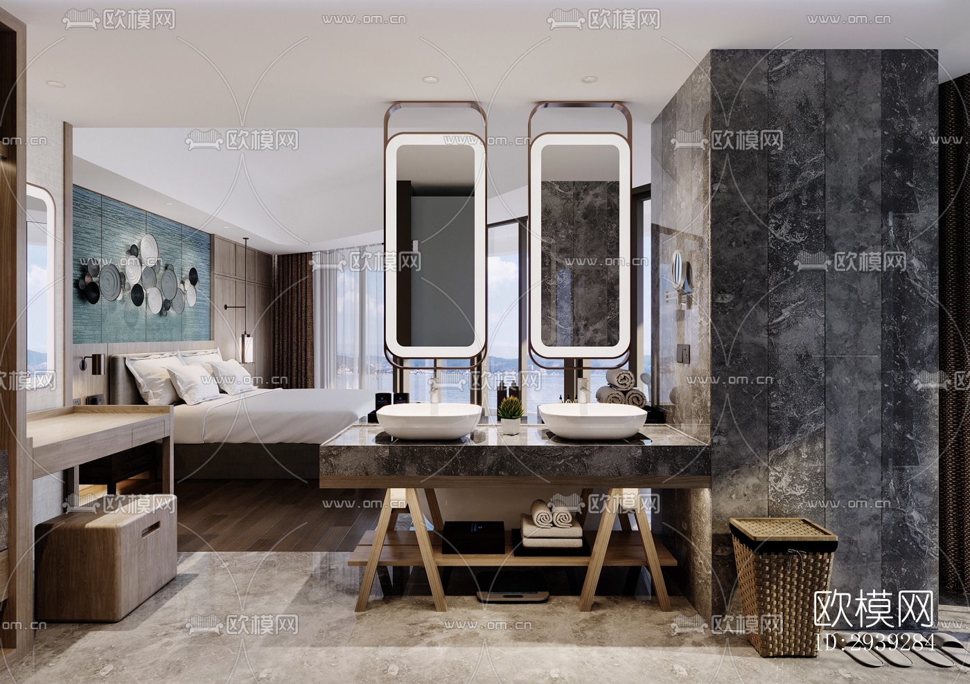 新中式酒店民宿效果图下载（渲染图11）