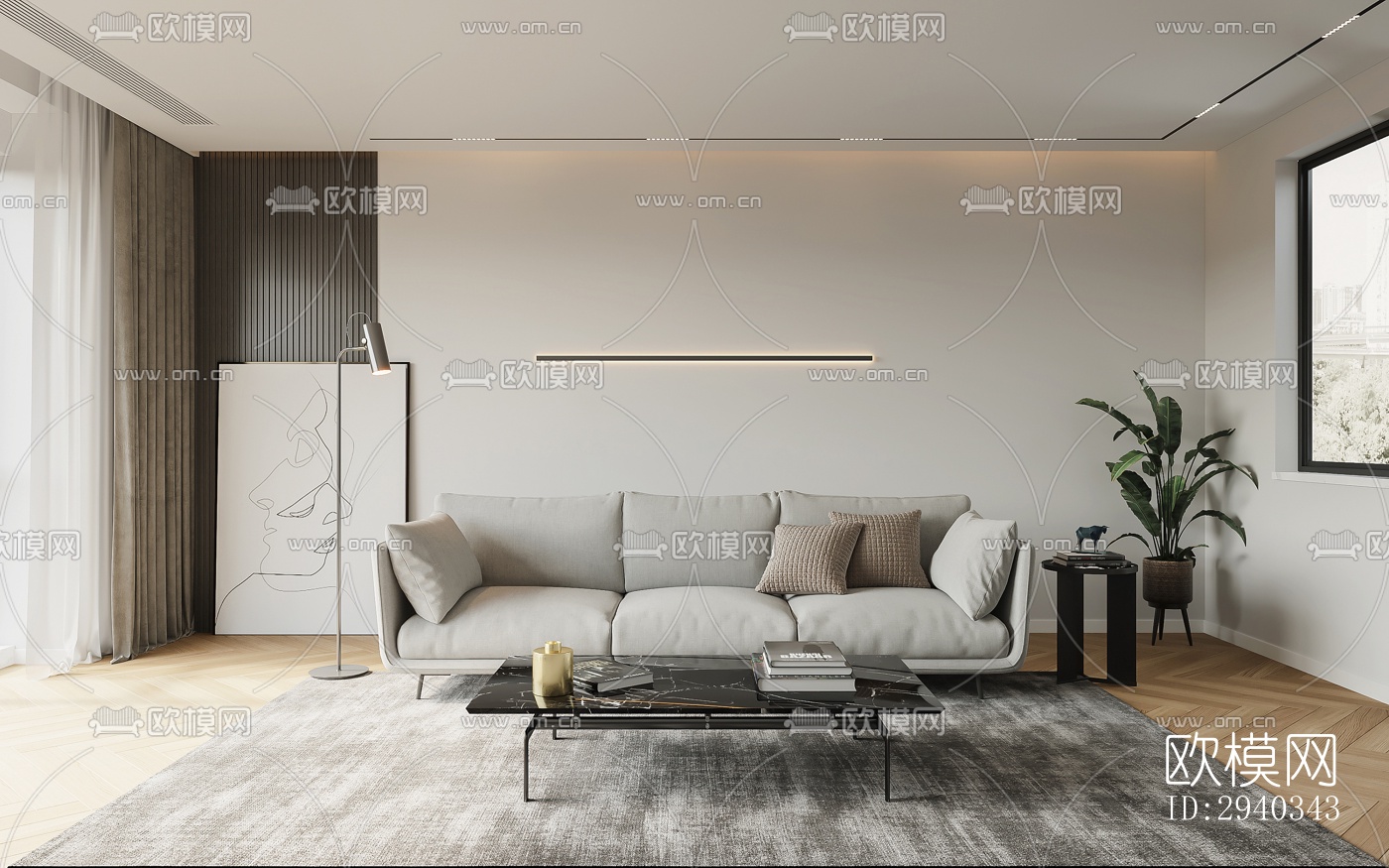 现代平层效果图下载（渲染图8）