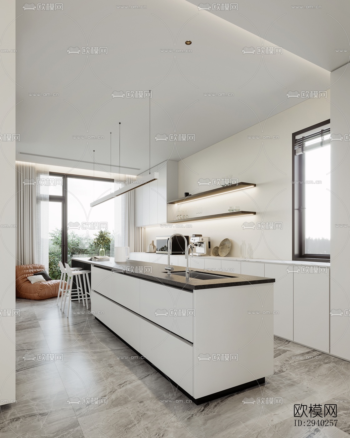 现代平层效果图下载（渲染图5）