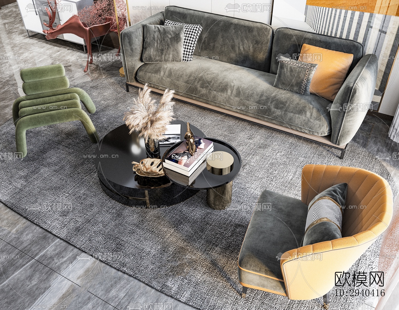 现代平层效果图下载（渲染图6）