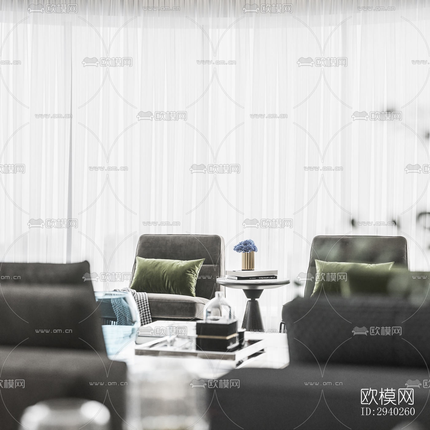 现代平层效果图下载（渲染图4）