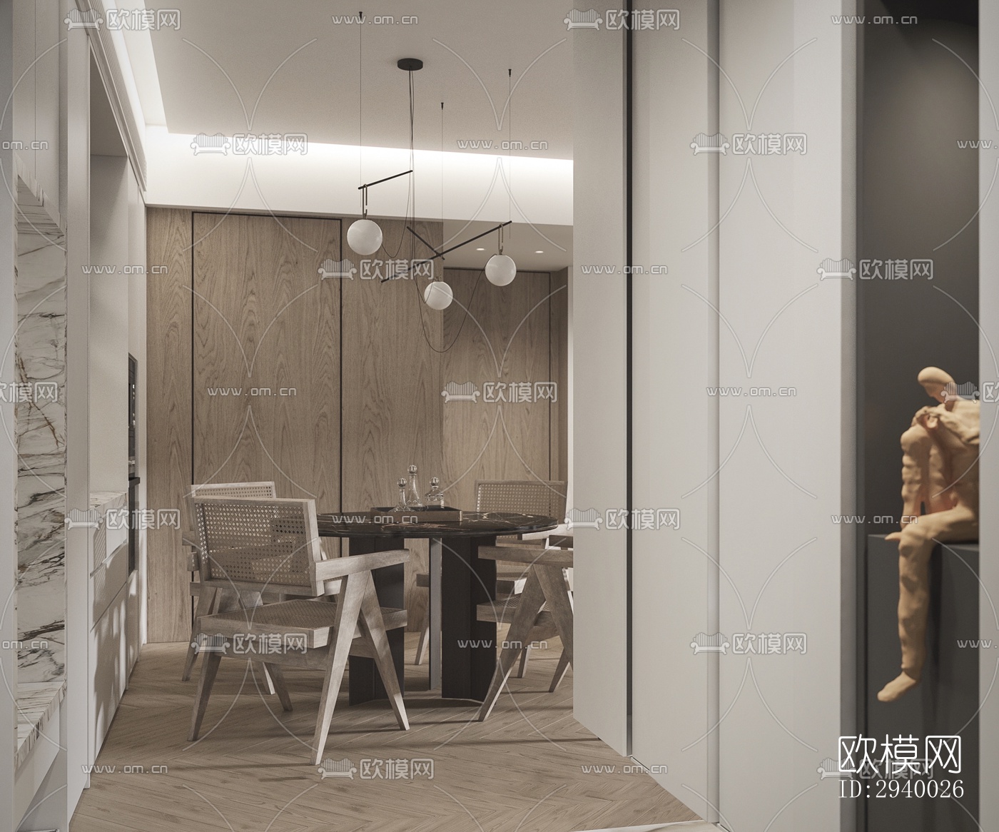 侘寂平层效果图下载（渲染图2）