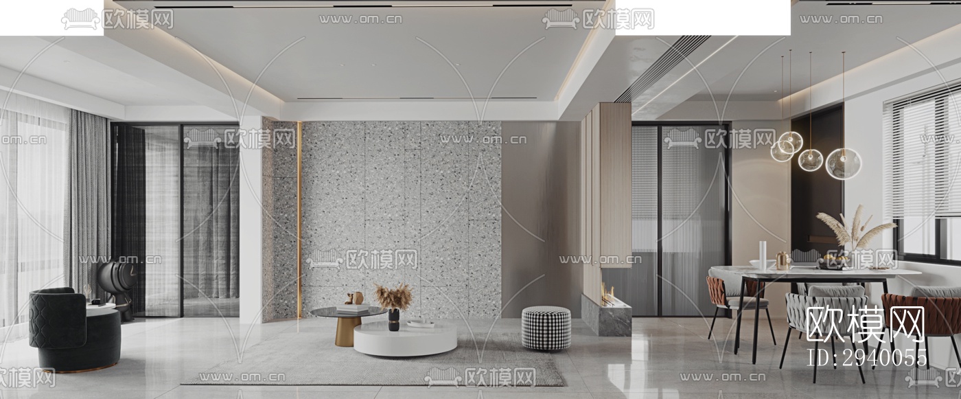 侘寂平层效果图下载（渲染图4）