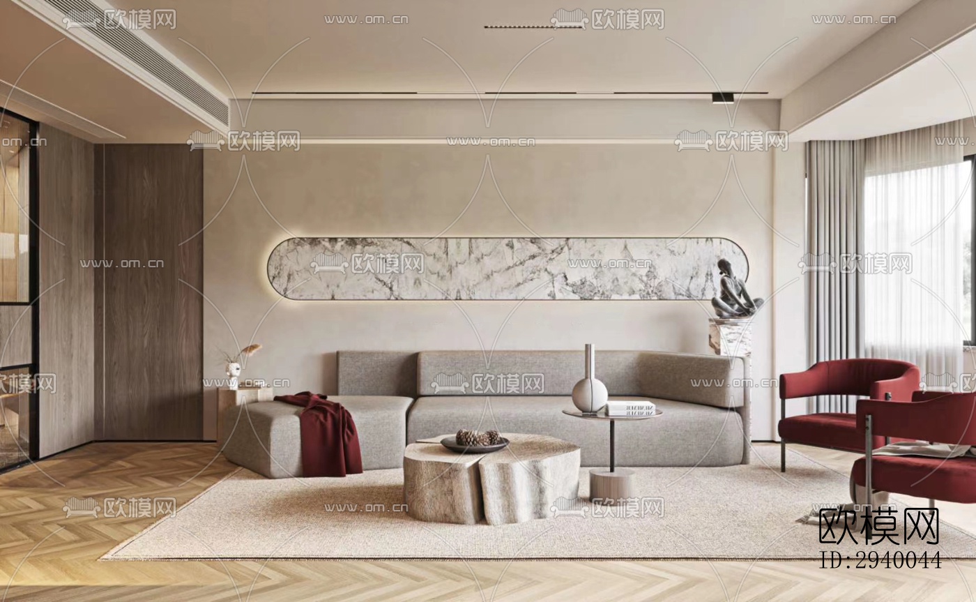 侘寂平层效果图下载（渲染图3）